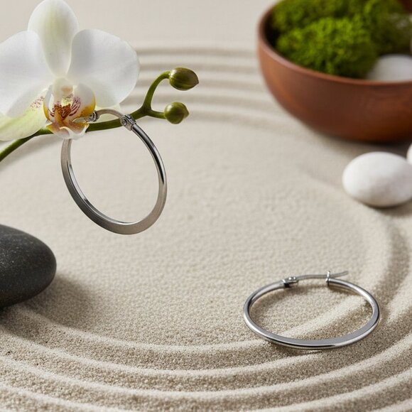 ๐๏ธMinimalist 316L Stainless Steel Hoop Earrings | Trendy & Hypoallergenic Hoops - Picture 12 of 14